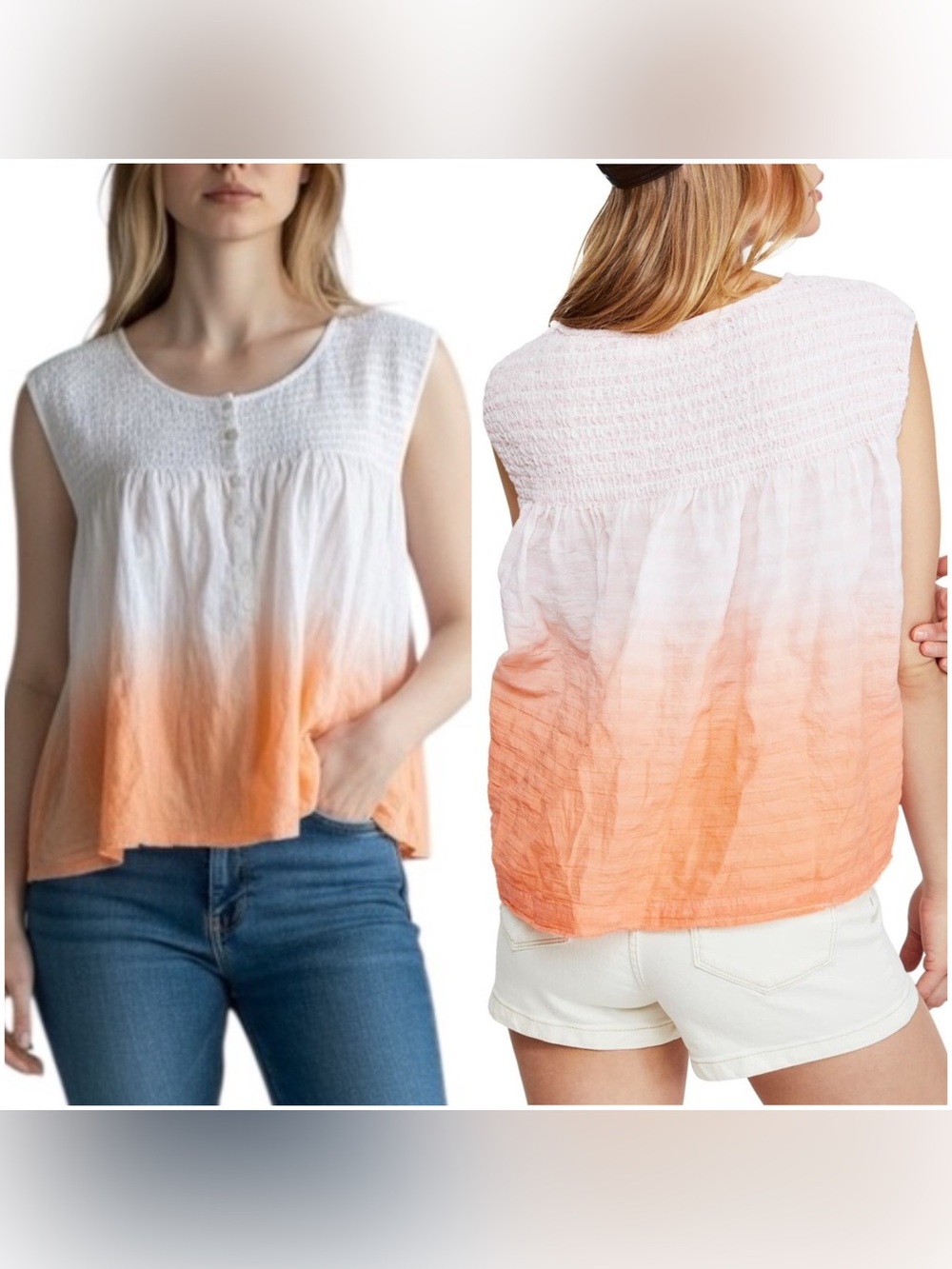 Free People "Little Bit of Something" sleeveless peasant top size small
